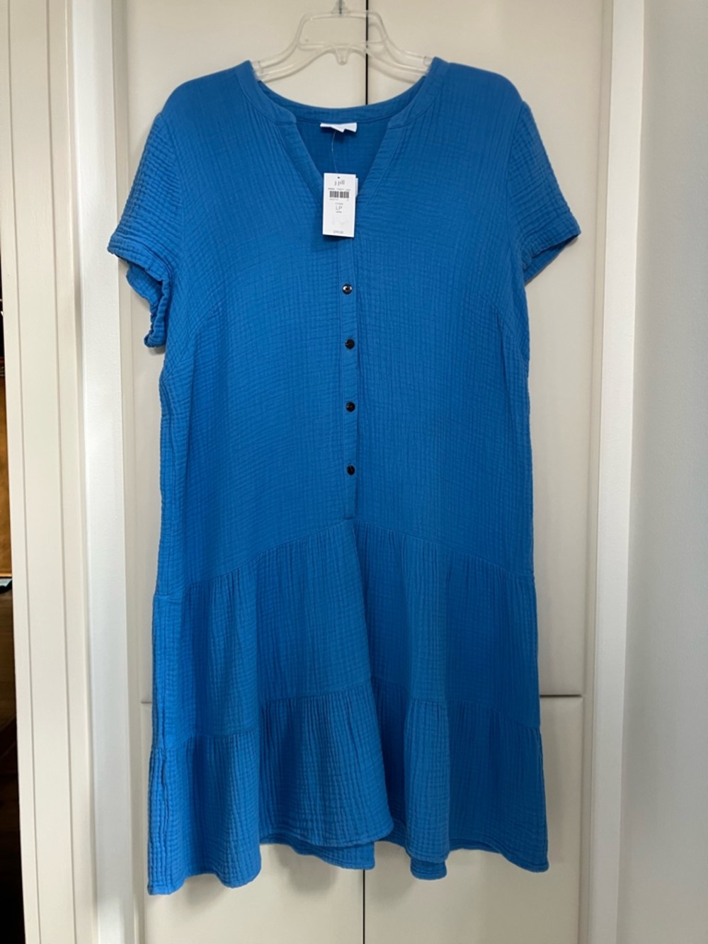 New with tags!  J. Jill Vibrant Blue Gauze Button-Front Dress